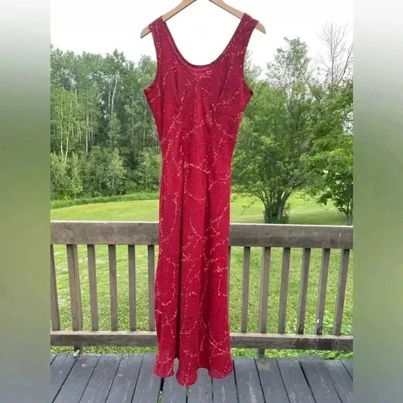 Red maxi dress tank style sleeveless lined sz 14 lined - Picture 10 of 11